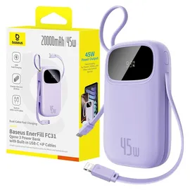 OEM Enerfill Powerbank Mit Display Und Usb-c-lightning-kabeln – Violett