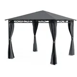 Blumfeldt Mondo Pavillon 3x3 | Stahlrahmen | Wetterfest | 4 Seitenwände Dunkelgrau
