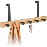 Relaxdays Garderobenhaken Türgarderobe 6 Haken Schwarz