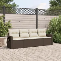 Gecheer 4-TLG. Gartenlounge Set, Balkonlounge Set, Terrassensofa, Loungemöbel Polyrattan, Polyrattan Gartenmöbel, Garten Sofa Set, Kissen