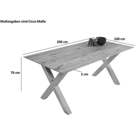 ab:stil.art.moebel Esszimmertisch 200 x 77 x 100 cm beige/schwarz