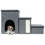 Intirilife Faltbare Hundetreppe mit 3 Stufen 72 x 32.5x 43 cm- in Grau | Gr.: onesize