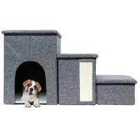 Intirilife Faltbare Hundetreppe mit 3 Stufen 72 x 32.5x 43 cm- in Grau | Gr.: onesize