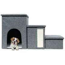 Intirilife Faltbare Hundetreppe mit 3 Stufen 72 x 32.5x 43 cm- in Grau | Gr.: onesize