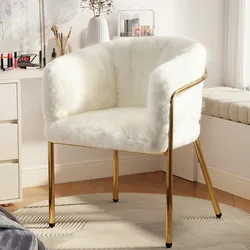 Merax Freizeitstuhl, einzeln, Ankleide Stuhl, Wohnzimmer und Schlafzimmer, leichter Luxus, Esszimmerstuhl, mit vier Stützbeinen aus Metall, beige