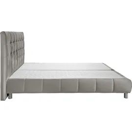 Home Affaire Boxspringbett HOME AFFAIRE "Salo", grau (hellgrau), B:194cm L:211cm, Struktur (100% Polyester);Bezug der Spiegelfläche Matratzendrell aus 100% Polyester;Samtoptik (100% Polyester), Komplettbetten, Boxspringbett, incl.