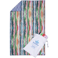 SooBluu Microfaser Strandtuch -recyceltem Plastik-Ultra leicht, kompakt,&schnelltrocknend - Microfaser Handtücher – das perfekte Strandhandtuch Reisehandtuch Saunatuch (100x160 cm, Wavy - Mehrfarbig)