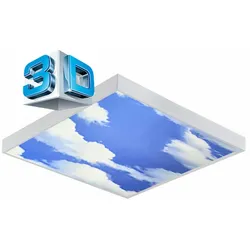 62x62 LED Aufputz Aufbau Panel Panel Deckenleuchte Deckenlampe 3D Bild blauer Himmel mit Wolken