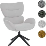 Loungestuhl HWC-Q53, Sessel Loungesessel Esszimmerstuhl, drehbar Metall Chenille (420g/m2) ~ creme