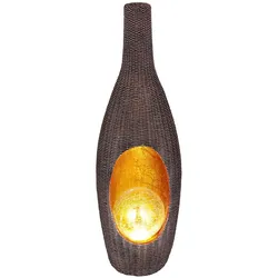 LED Solarleuchte, Rattan Design, Glas Kugel, gold, H 45,5 cm