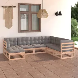 vidaXL Garten-Lounge-Set 7-tlg. grau Kiefer