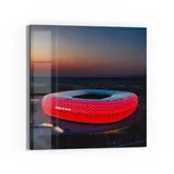 deqori Magnettafel 'Allianz Arena, München', Whiteboard Pinnwand beschreibbar blau|rot 30 cm x 30 cm