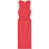 s.Oliver Geripptes Midi-Kleid mit Cut-out und Schlitz - rot - 152
