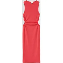 s.Oliver Geripptes Midi-Kleid mit Cut-out und Schlitz - rot - 152