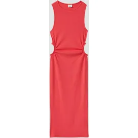 s.Oliver Geripptes Midi-Kleid mit Cut-out und Schlitz - rot - 152