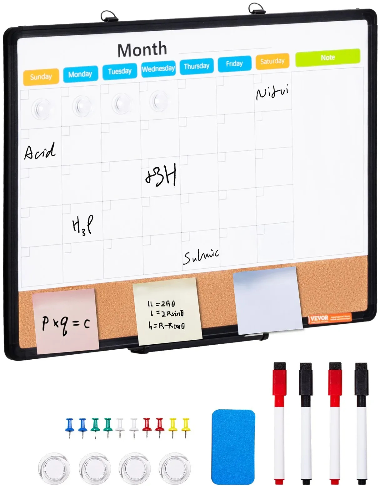 VEVOR 60x45cm Wandtafel Whiteboard Korktafel Pinnwand Memoboard Aluminiumrahmen