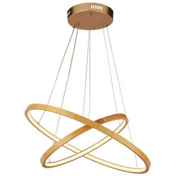 Licht-Erlebnisse Pendelleuchte LAUREN Gold Natur 2x LED 12 W Baustahl Bambus LE95547
