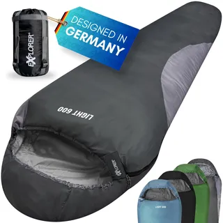 EXPLORER® Light 600 Sommerschlafsack [700g] -2°C bis +14°C [120g/m2] Ultraleicht Schlafsack Outdoor 210x75x50cm Sommer Mumienschlafsack Erwachsene – Camping & Trekking - leicht kleines Packmaß