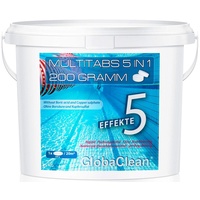 GlobaClean 5 kg Chlor Multitabs 5 in 1 200g | Chlortabletten für Pool | Hochwirksame Poolchemie Poolpflege