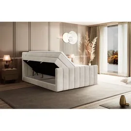 altdecor Boxspringbett mit Matratze und Topper, Fußteil,Polsterbett mit, H3- und H4- Matratzen, Bettk... - Taupe