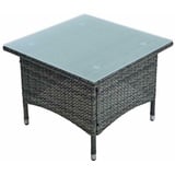 Beistelltisch Tisch Polyrattan Gartentisch Rattan Balkontisch Anthrazit-Grau