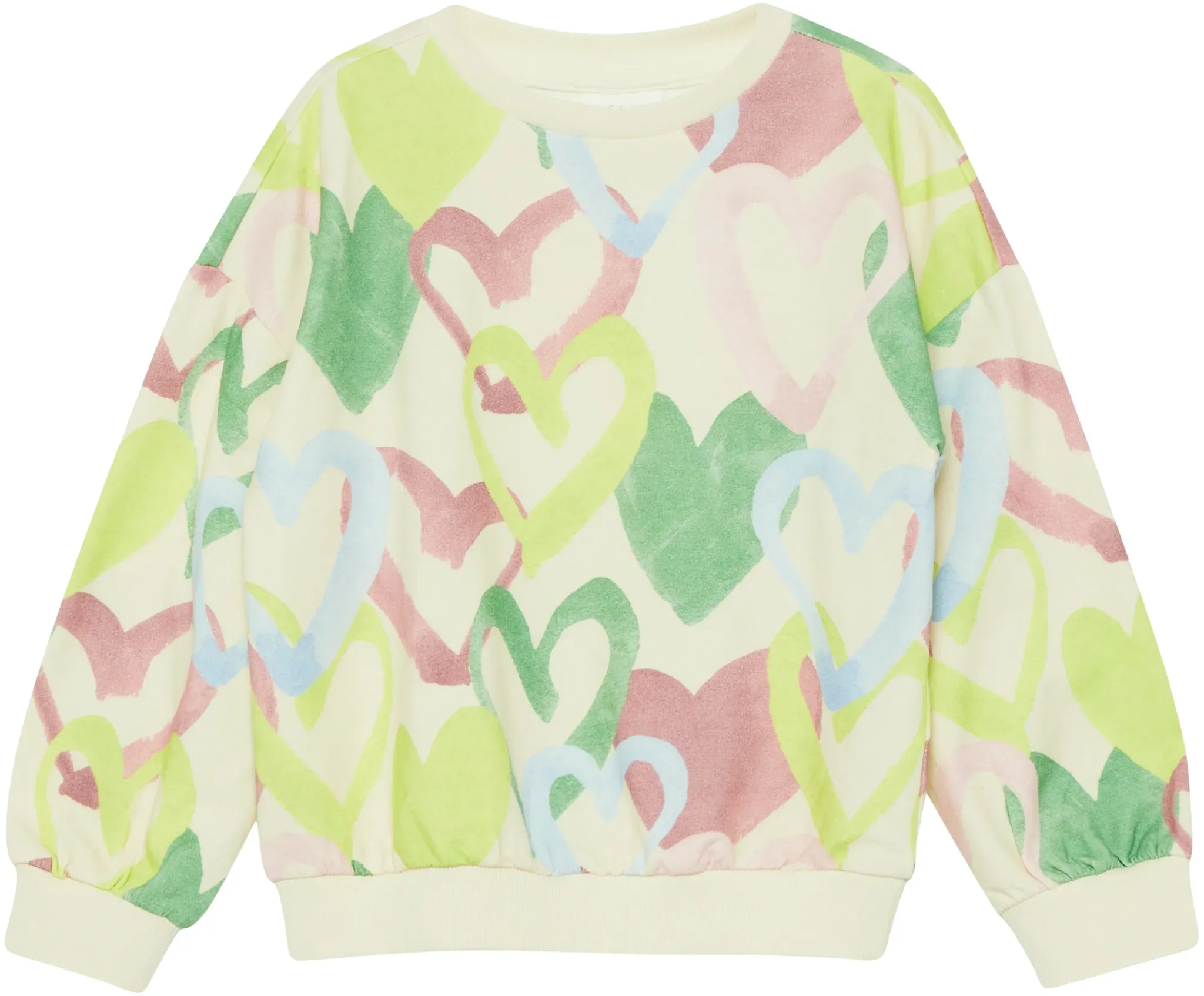 Sweater S.OLIVER JUNIOR, Mädchen, Gr. 140, beige aop, Sweatware, Obermaterial: 95% Baumwolle, 5% Elasthan, bedruckt, lässig geschnitten hüftbedeckend, Rundhals, Bündchen, Sweatshirts Sweater, mit Allover-Print