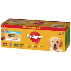 PEDIGREE Junior Choice of Flavours mit Reis 40x100 g Nassfutterstücke für Welpen mit Rindfleischmischung, mit Huhn und Reis, mit Lamm und Lebermischung und Reis, mit Geflügel und Reis in Gelee