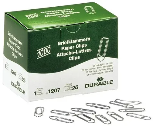 Paper clips 26 mm zinc-plated pack of 1000