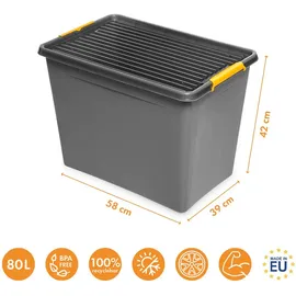 Kreher Aufbewahrungsbox Solid Box 80 l 1-tlg. Grau