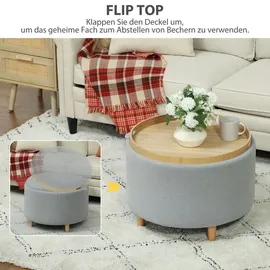 Homcom Sitzhocker Ottomane mit Stauraum Polyester 56 x 42 x 56 cm Grau