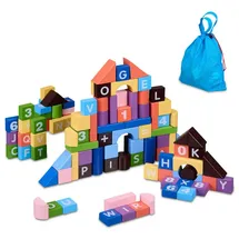 Relaxdays Bunte Bausteine im Set Blau,Gelb,Lila