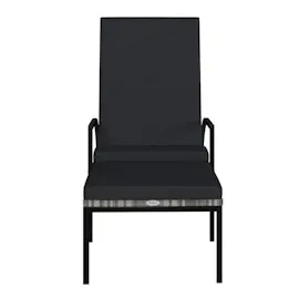 vidaXL Sonnenliege mit Fußhocker PE-Rattan Grau