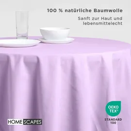 Homescapes Tischdecke Rund 180 cm Flieder