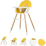 Chipolino Kinderhochstuhl Rio 2 in 1, Kinderstuhl rutschfeste Beine 5-Punkt-Gurt gelb weiß