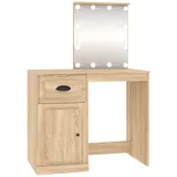 vidaXL Schminktisch mit LEDs Sonoma-Eiche 90x50x132,5 cm Holzwerkstoff