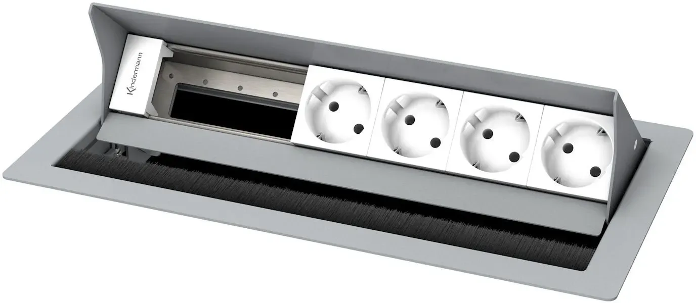 Kindermann CablePort Standard2 6-fach - 4x Strom - Tischeinbau - RAL 9006 - 7492...