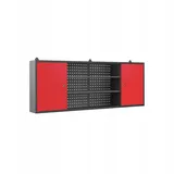Jan Nowak Hängeschrank Werkzeugschrank Werkstattschrank Metallschrank Lochwand 2 Fächer 160 cm x 60 cm x 20 cm (anthrazit-rot)