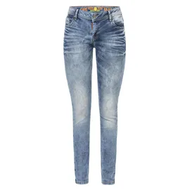 Cipo & Baxx Jeans WD443 blau, 98% Baumwolle, 2% Elasthan, unifarben, slim fit lang, Jeans Slim-fit-Jeans, im Used-Look,