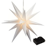 Cepewa Leuchtstern 3D weiß aus PVC LED Weihnachststern XL zum hängen beleuchtet inkl. 40 LED Ø 60cm Outdoor IP44 (1 x XL Leuchtstern 3D weiß)