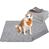 Feandrea Hundedecke, 2er Set, Wiederverwendbare Hundematte, 152 x 122 cm, XXL, wasserdicht, auslaufsicher, rutschfest, saugfähig für Hunde, Katzen, Kaninchen, Taubengrau PTD004G01