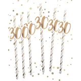 Alandra Birthdays STRAW-30 Trinkhalme zum 30. Geburtstag, Metallic, Creme & Roségold, Einheitsgröße, 6 Stück