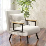 Homcom Schlafsessel 73 x 81 x 63 cm Cremeweiß mit Kissen