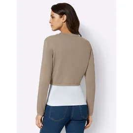Inspirationen Bolero INSPIRATIONEN, Damen, Gr. 46, beige (sesam), 100% Baumwolle, unifarben, Strickjacken Bolero