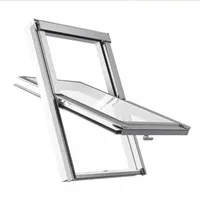 Dachfenster Kunststoff Velux Gruppe SOLID PVC Schwingfenster 78x118 cm doppelt verglast Argonfüllung Uw 1,3 W/m2K inklusive Eindeckrahmen für Ziegeldach Kunststoff weiß innen grau außen