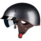 Smilfree Halbschalenhelm mit ECE-Zulassung Motorradhelm für Damen und Herren Erwachsene Rollerhelm Cruiser Chopper Skateboardhelm Motorradhalbhelm mit Visier