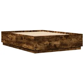 vidaXL Bettgestell mit LED Räuchereiche 160x200 cm Holzwerkstoff