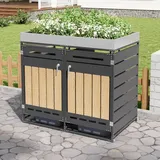stilvora Mülltonnenbox 2 Fächer 100 x 100 cm schwarz