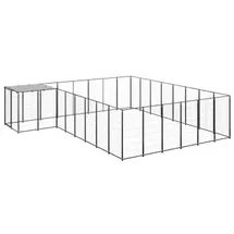 vidaXL Hundezwinger Schwarz 15,73 m2 Stahl - Überdachung (3082227)