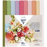 Clairefontaine 995000C Krepppapier, Floristen-Format, 25 x 100 cm, Elastizität, 250%, Grammatur 160 g, Papierblumen, nicht abfärbende Farben, 10 Pastellfarben