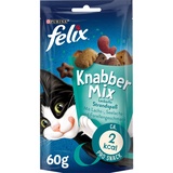 Felix KnabberMix Strandspaß Katzensnack, Knusper-Leckerlie mit Fisch-Geschmack, 8er Pack (8 x 60g)